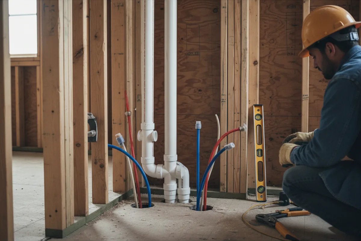 Drain and supply rough-in during Drain Cleaning in Rockport